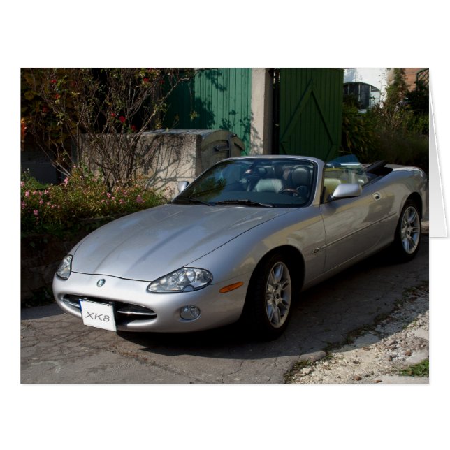 Silver Jaguar XK8 Cabriolet Cards (Front Horizontal)