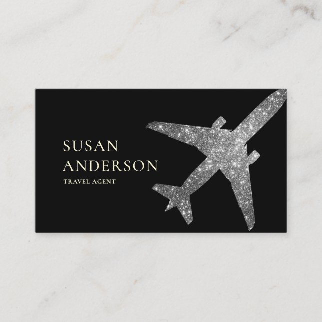 Silver Jet Business Card – Luxury Travel Style (Front)