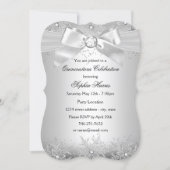 Silver Jewel Bow Snowflake Quinceanera Invitation (Front)