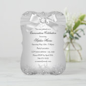 Silver Jewel Bow Snowflake Quinceanera Invitation (Standing Front)