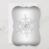 Silver Jewel Bow Snowflake Quinceanera Invitation (Back)