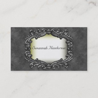 Silver Jewel on Grey Velvet Business Cards
