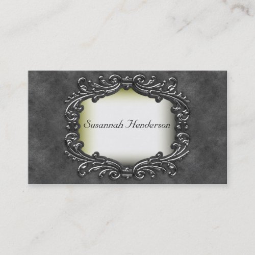 Silver Jewel on Grey Velvet Business Cards