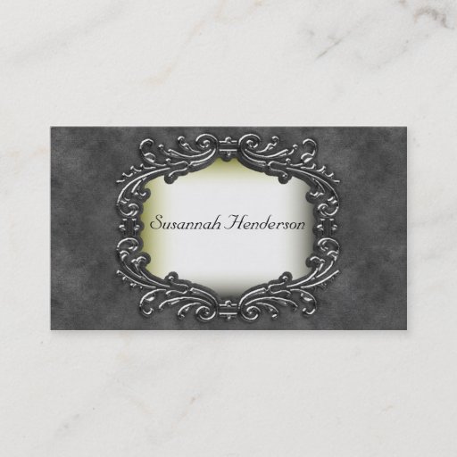Customizable Silver Jewel on Grey Velvet Business Cards