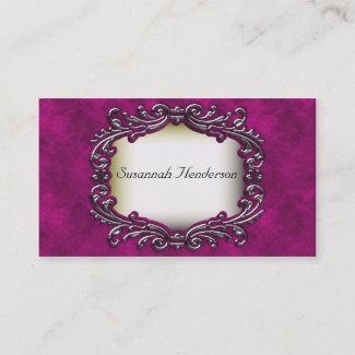 Silver Jewel on Pink Velvet Business Cards