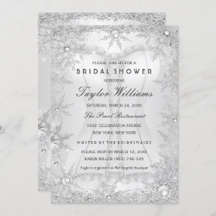 Silver Jewel Snowflake Bridal Shower Corset Invitation