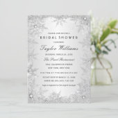 Silver Jewel Snowflake Bridal Shower Invitation (Standing Front)