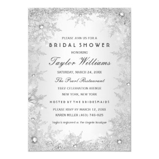 Silver Jewel Snowflake Bridal Shower Invitation