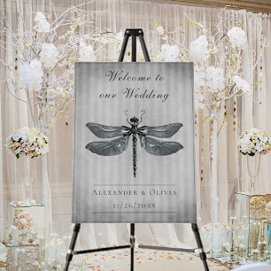 Silver Jeweled Dragonfly Wedding Foam Board