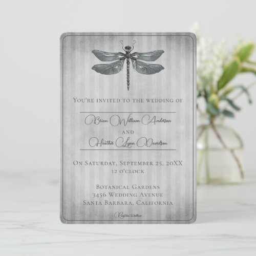 Silver Jeweled Dragonfly Wedding Invitation