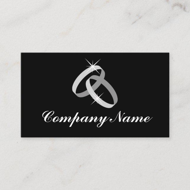 Silver jewellery rings logo business card template (Front)