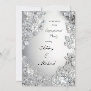 silver jewelry engagement party chic glitter invitation