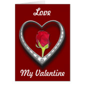 Silver Jewelry Valentine Heart with Red Rose (Front)