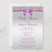Silver Jewels Radiant Orchid Bow Baby Shower Invitation (Back)