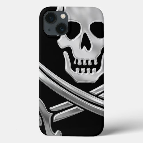 Silver Jolly Roger iPhone 13 Case