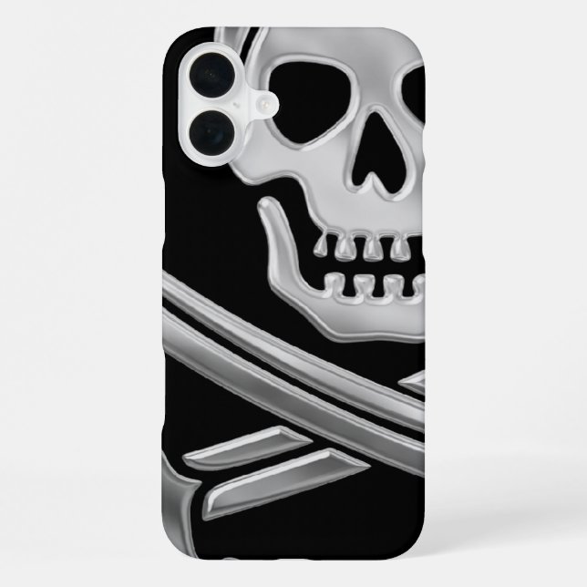 Silver Jolly Roger Iphone Case (Back)