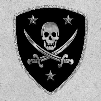 Silver Jolly Roger Pirate Patch