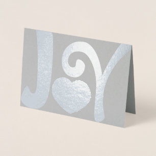 Silver Joy Christmas Heart Foil Card