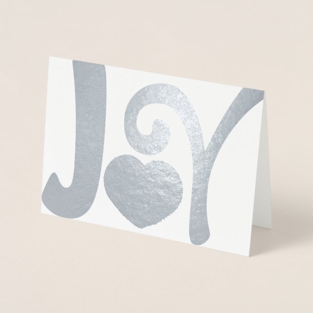 Silver Joy Christmas Heart Foil Card (Front)
