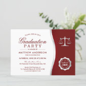 Silver Justice Wreath Law School Graduation Party Invitation (Standing Front)