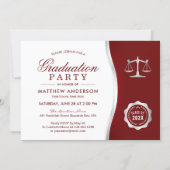 Silver Justice Wreath Law School Graduation Party Invitation (Front)