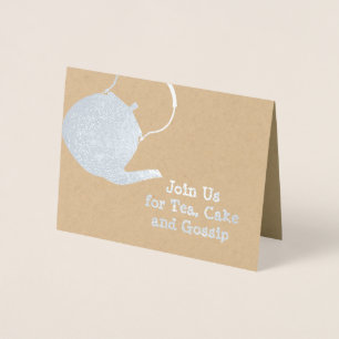 Silver Kettle - Afternoon Tea & Cakes Themed Foil Card