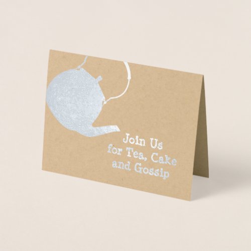 Silver Kettle _ Afternoon Tea  Cakes Themed Foil Card