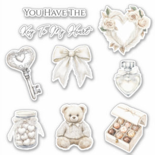 Silver Key To My Heart Love Sticker