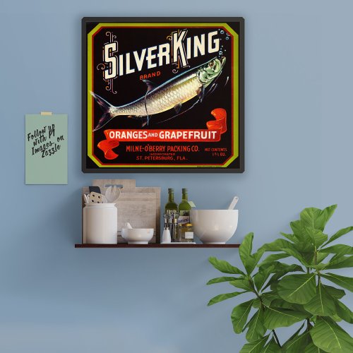 Silver King Oranges packing label Poster
