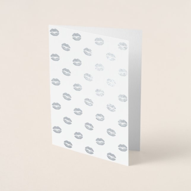 Silver Kisses Foil Greeting Card (Front)