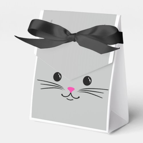 Silver Kitty Cat Cute Animal Face Design Favor Boxes