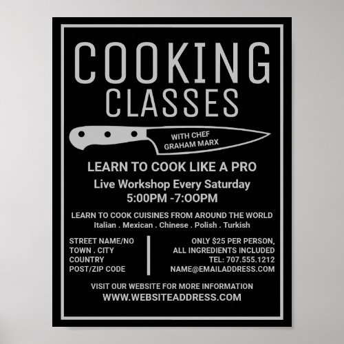Silver Knife Gourmet Cooking Classes Advertising Poster