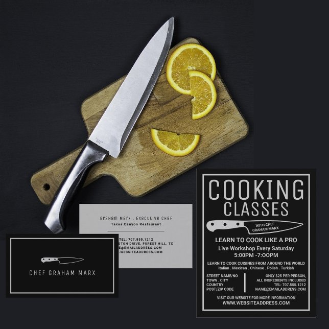 Silver Knife, Modern Gourmet, Chef, Cooking Business Card (Creator Uploaded)