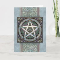 Silver Knotwork Pentacle Greeting Card
