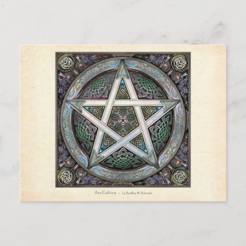 Silver Knotwork Pentacle Postcard