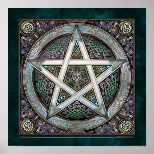 Silver Knotwork Pentacle Poster (22x22
