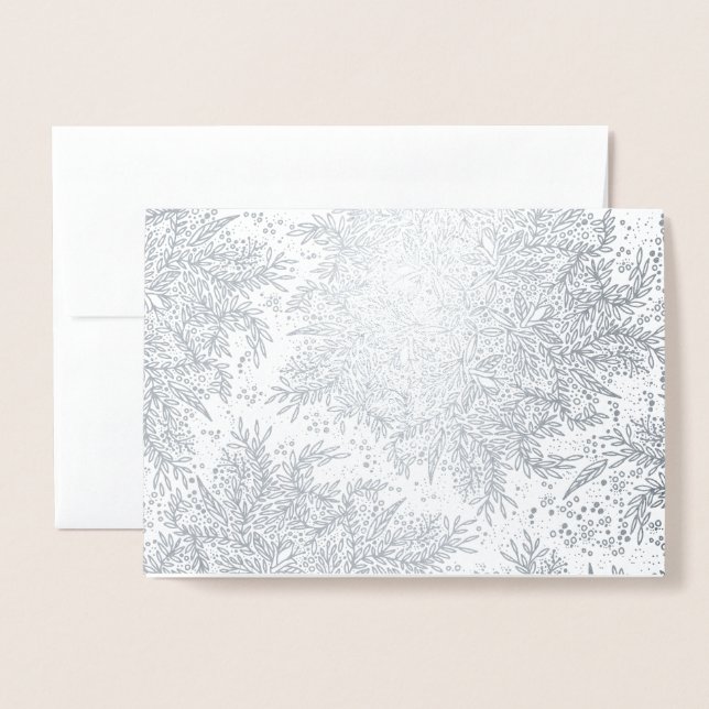 Silver Kraft Foil Christmas Holiday Greeting Card (Front With Envelope)