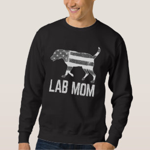 Silver Lab Mom Vintage Patriotic Labrador with Ame Sweatshirt