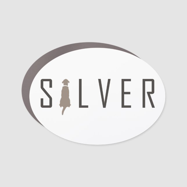 Silver Lab Oval Magnet (Front)