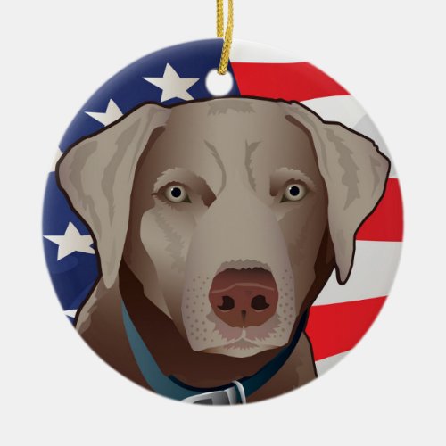 Silver Lab Retriever of America Ceramic Ornament