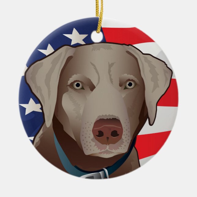 Silver Lab Retriever of America Ceramic Ornament (Front)