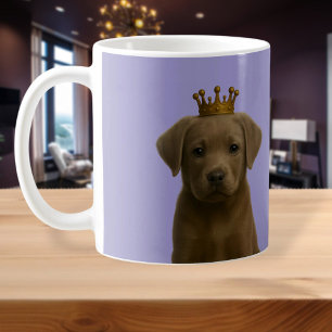 Silver Labrador Puppy in Gold Crown Cute Coffee Mug