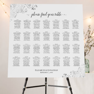 Silver Lace 28 Table White Wedding Seating Chart Foam Board