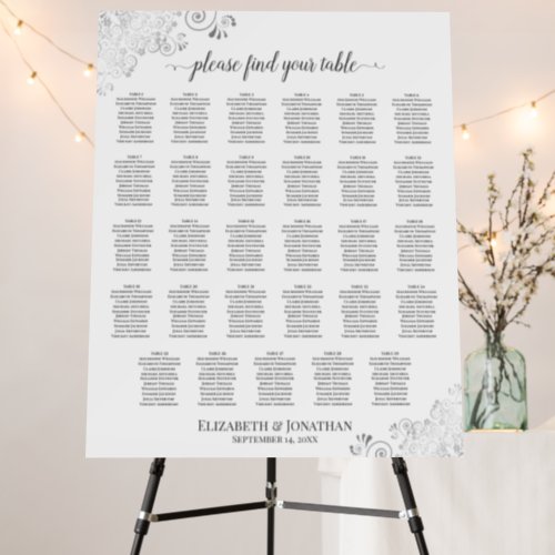 Silver Lace 29 Table White Wedding Seating Chart Foam Board