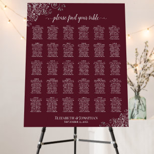 Silver Lace 30 Table Chic Burgundy Seating Chart Foam Board