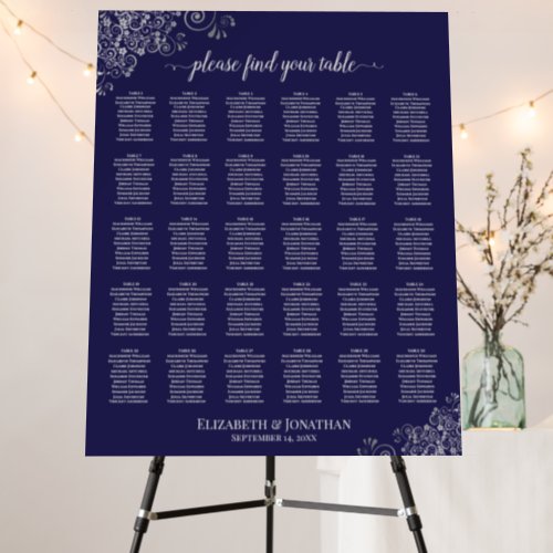 Silver Lace 30 Table Navy Blue Seating Chart Foam Board