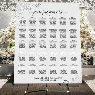 Silver Lace 30 Table White Wedding Seating Chart Foam Board