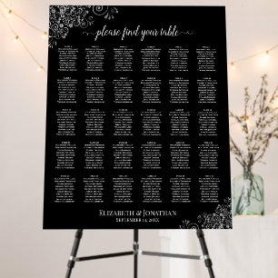 Silver Lace Black 30 Table Wedding Seating Chart Foam Board