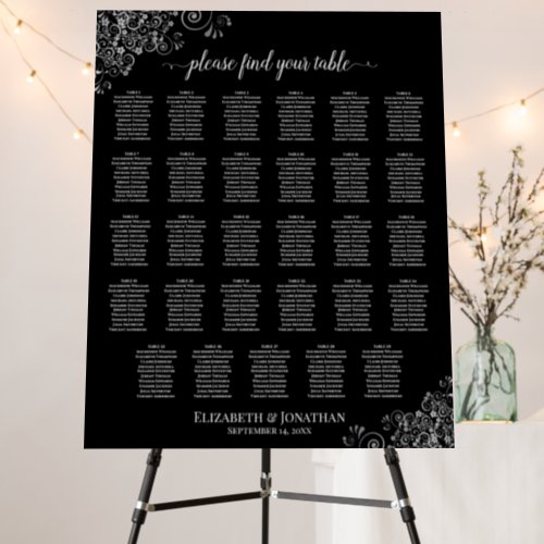 Silver Lace Classic Black 29 Table Seating Chart Foam Board