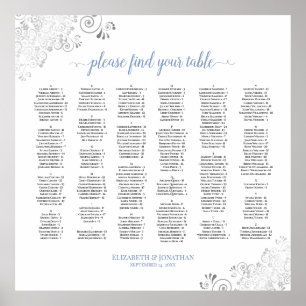 Silver Lace Dusty Blue Alphabetical Seating Chart